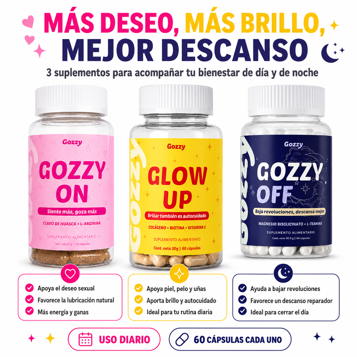 ✨ KIT BRILLA, GOZA Y DESCANSA - Gozzy On + Glow Up + Gozzy Off