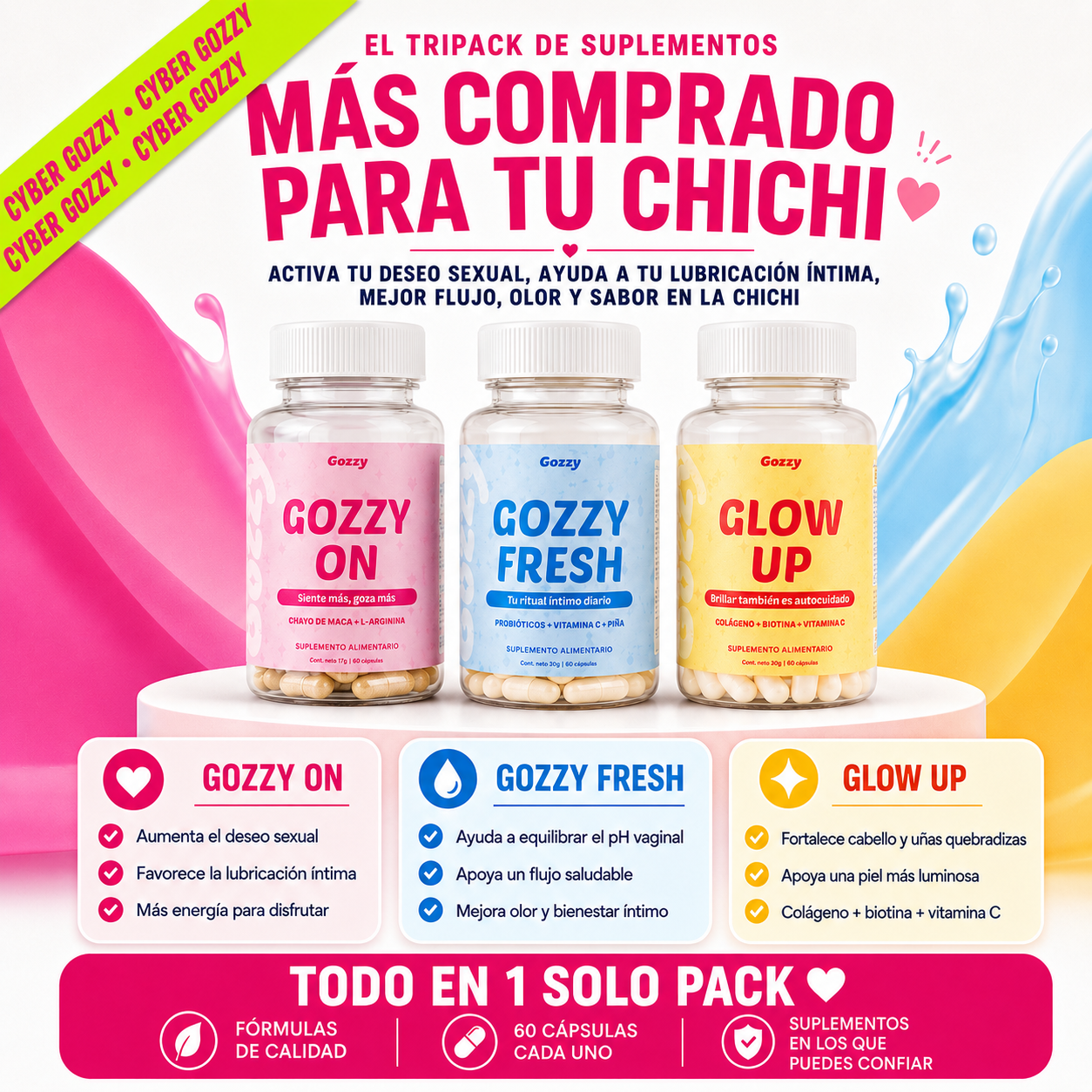 🔥 Pack Cyber - Chichi encendida, húmeda, rica y Glow x2 MESES